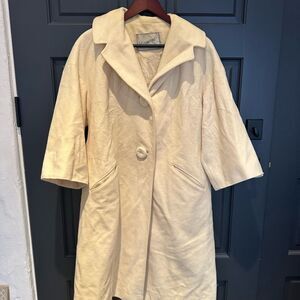 Vintage Union Made Desmond’s Cream Pea Coat with Classic Lapel Design